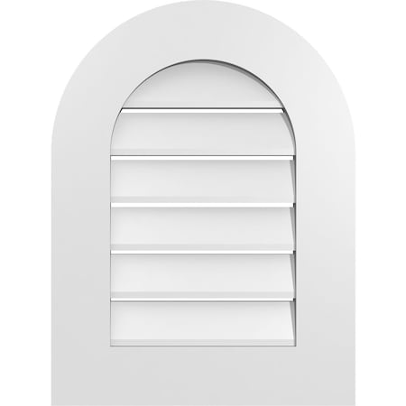 Ekena Millwork Round Top Surface Mount PVC Gable Vent: Functional, w/ 3-1/2"W x 1"P Standard Frame, 18"W x 24"H GVPRT18X2401SF